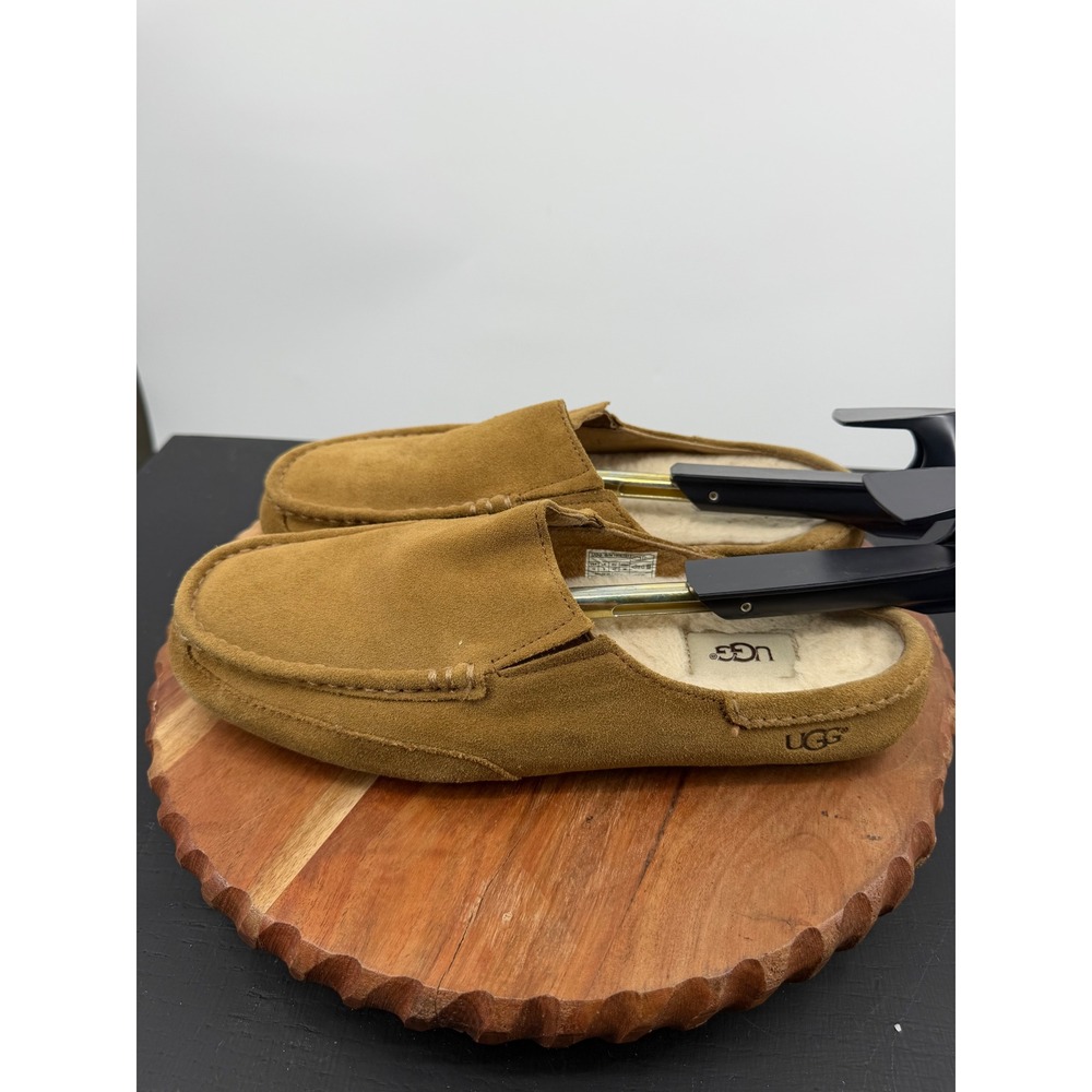 UGG Alamar mules Slippers Mens 10 Chestnut Suede Sheepskin Lining - Picture 5 of 7